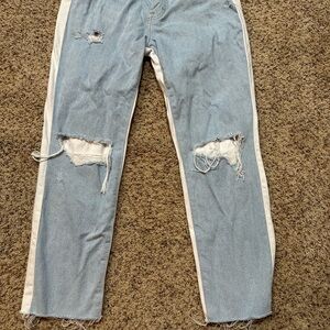 Trendy Light Blue Distressed Women's Jeans